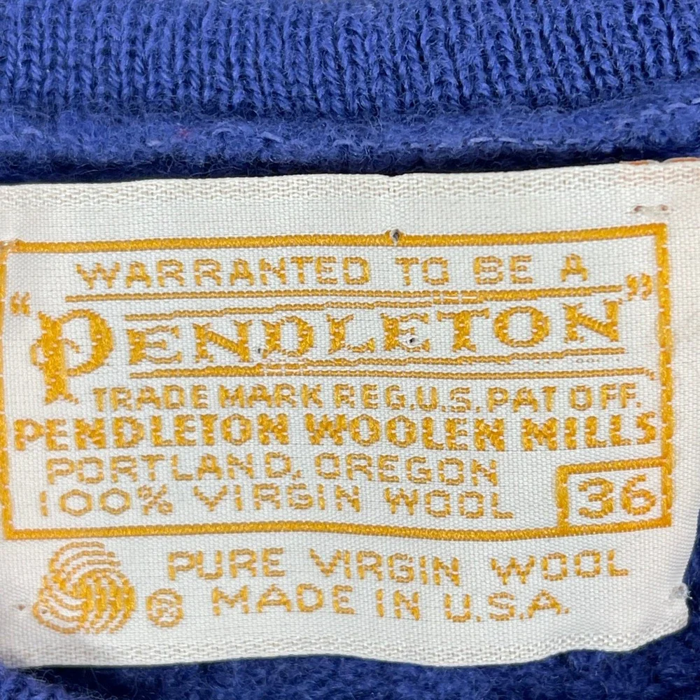 Pendleton Kids Size 36 Blue 100%‎ Virgin Wool Cable Knit Pullover Sweater